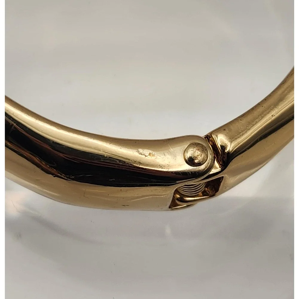 Robert Lee Morris RLM SOHO Gold Tone Hinged Bangle Bracelet Purple Crystal